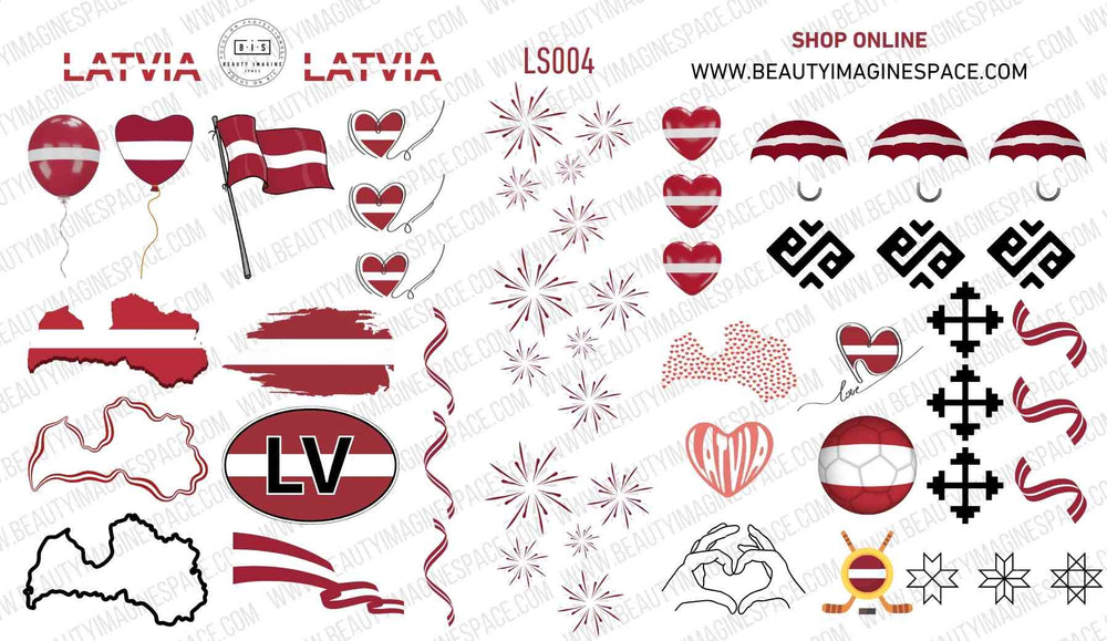 BIS Pure Nails slider nail art design sticker decal LATVIA, LS004