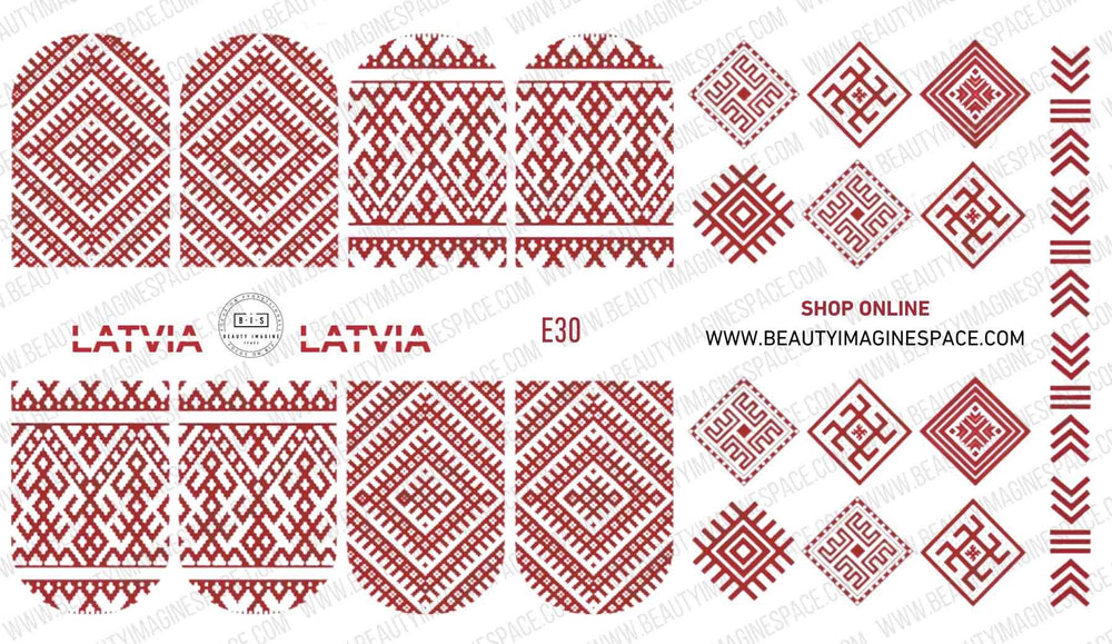 BIS Pure Nails Slider Nail Design Stickers Water Decals | LATVIA E30