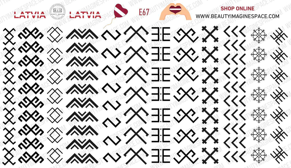 BIS Pure Nails Slider Nail Design Stickers Water Decals | LATVIA E67