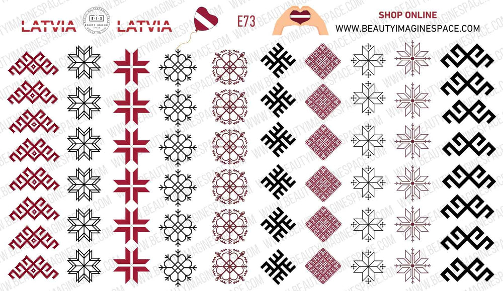 BIS Pure Nails Slider Nail Design Stickers Water Decals | LATVIA E73