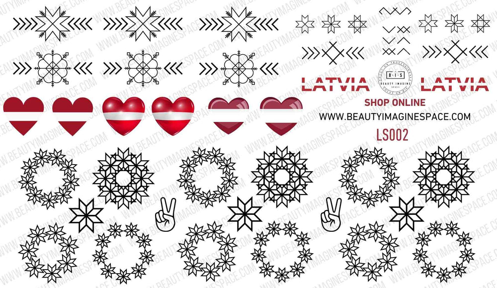 BIS Pure Nails Slider Nail Design Stickers Water Decals | LATVIA LS002