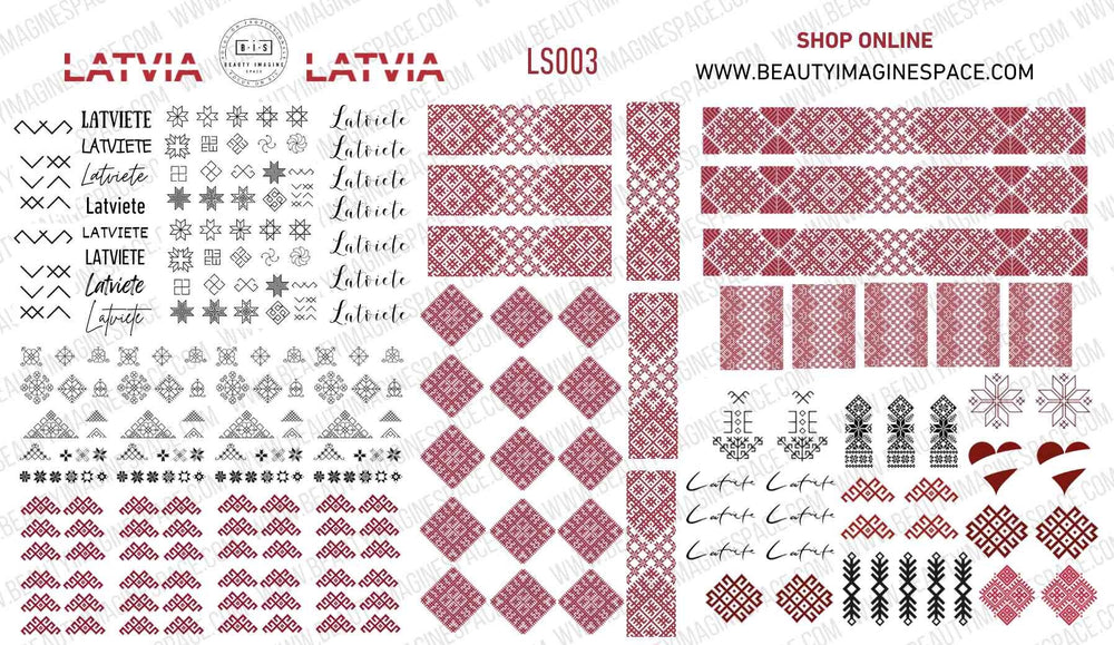 BIS Pure Nails Slider Nail Design Stickers Water Decals | LATVIA LS003