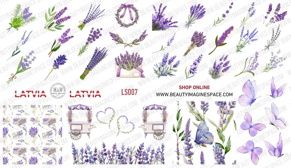 BIS Pure Nails Slider Nail Design Stickers Water Decals | LAVANDA LS007