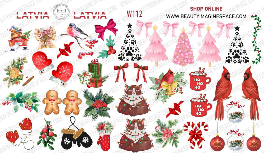 BIS Pure Nails Slider Nail Design Stickers Water Decals | CHRISTMAS W112