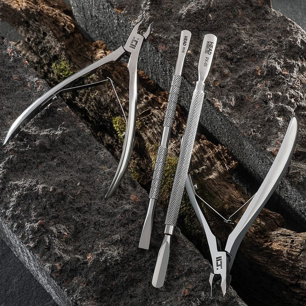 Set of metal nail tools for manicure and pedicure high-quality medical-grade stainless steel pusher tool, corrosion-resistant, sterilizable.