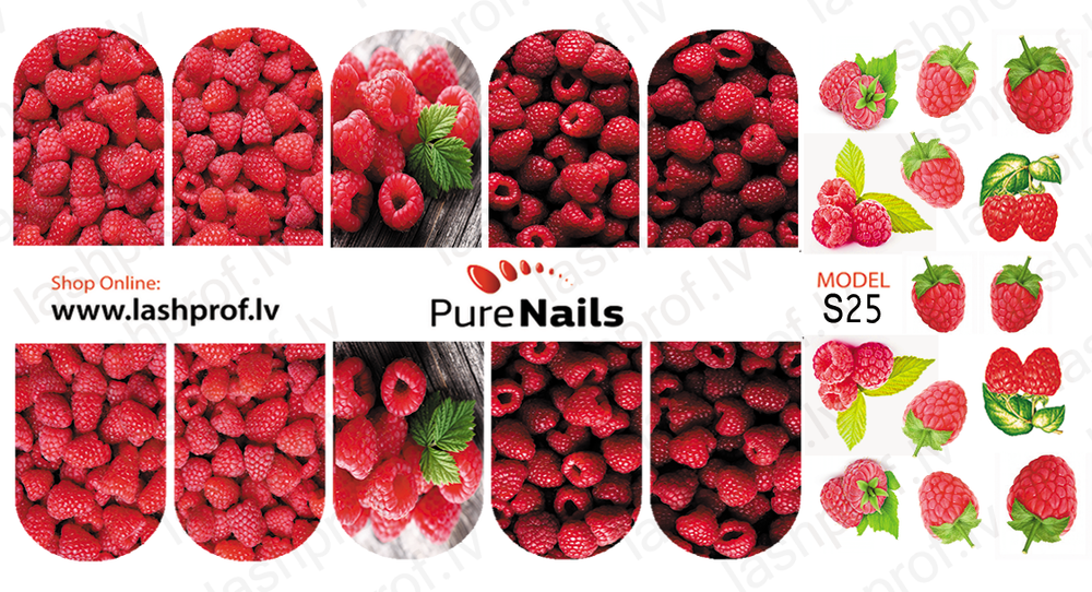 BIS Pure Nails water slider nail design sticker decal BERRIES, S24, S25 or S07