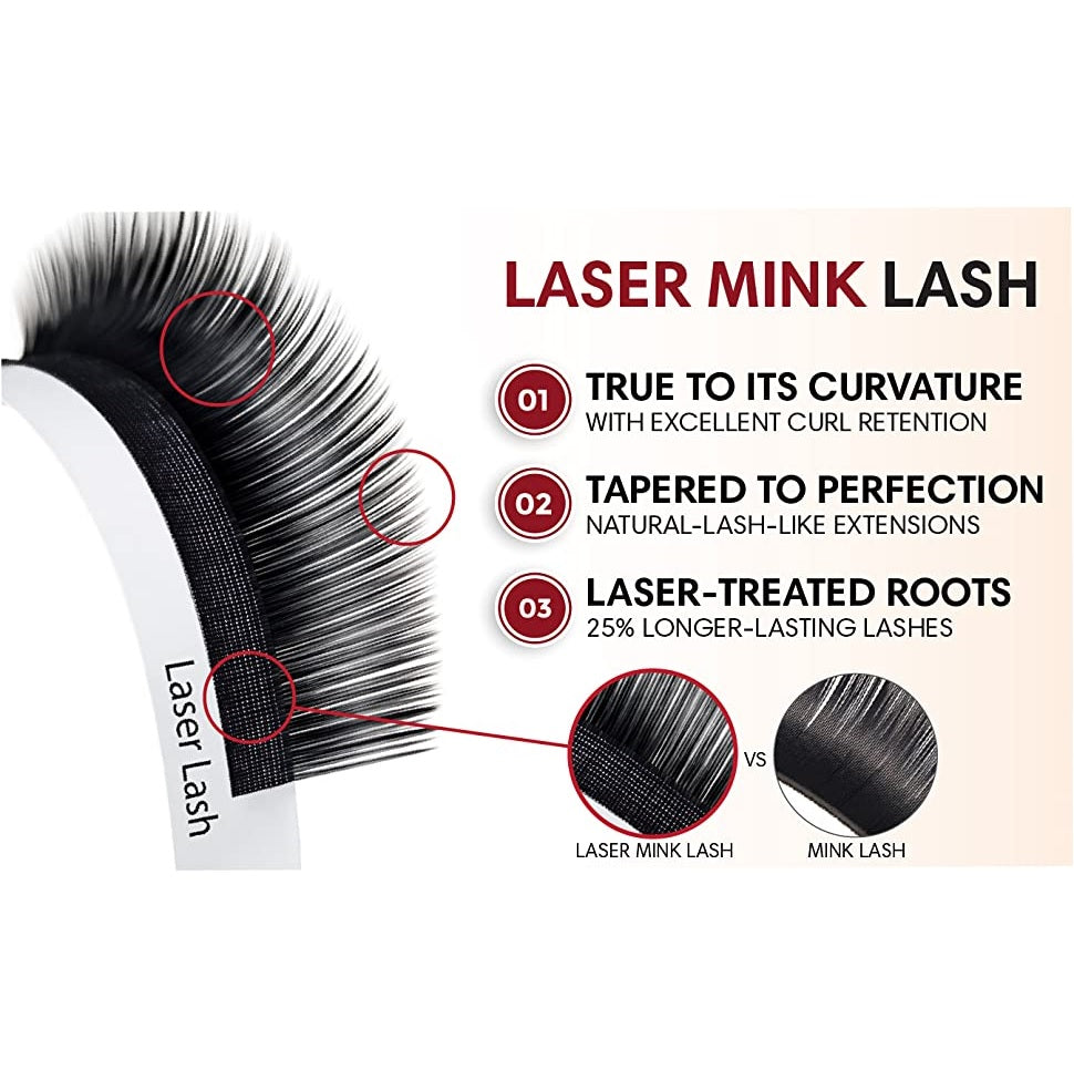 BL Lashes Laser Mink eyelash extensions C-0.07-MIX TRAY