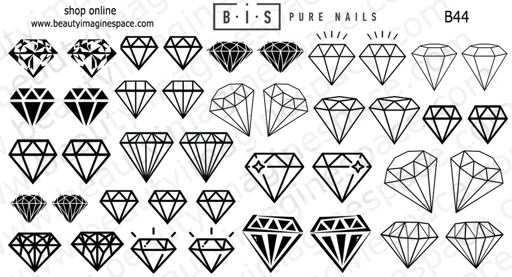 BIS Pure Nails water slider nail design sticker decal DIAMONDS, B44