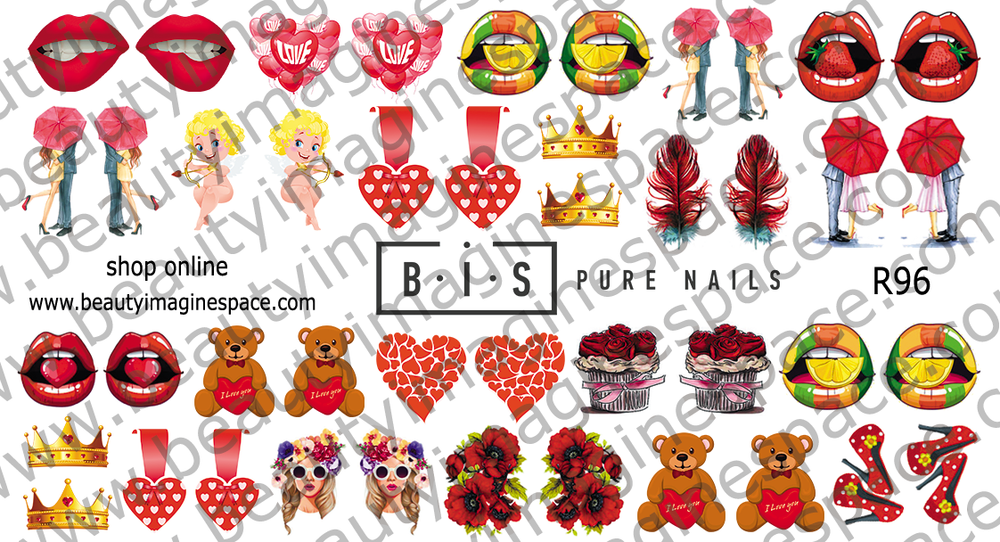 BIS Pure Nails water slider nail design sticker decal LOVE, R96