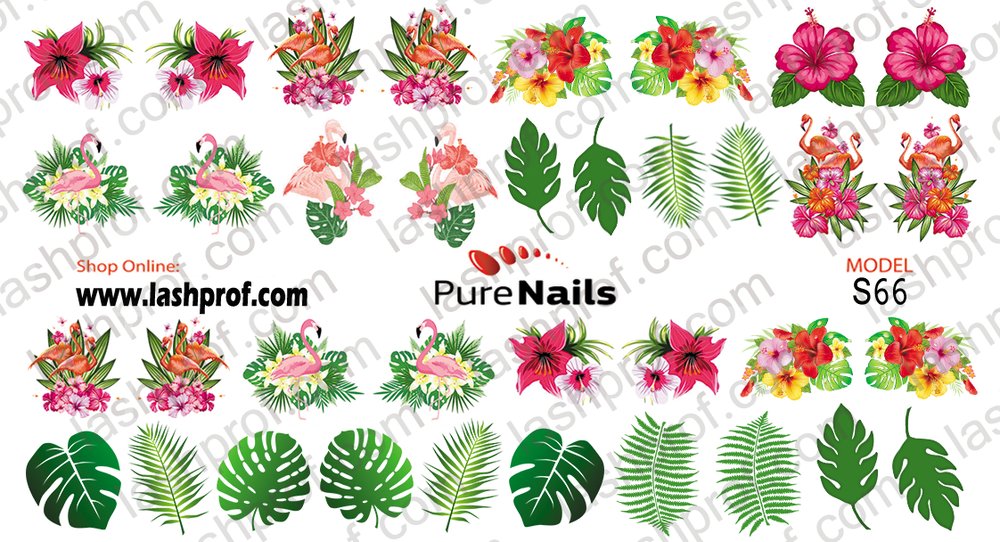 BIS Pure Nails Slider Nail Design Stickers Water Decals | Paradise Leafs S66