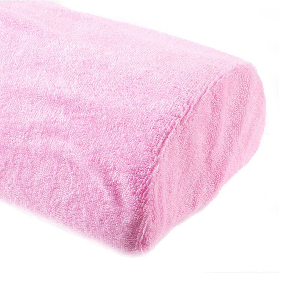Manicure hand cushion, pink terry cloth