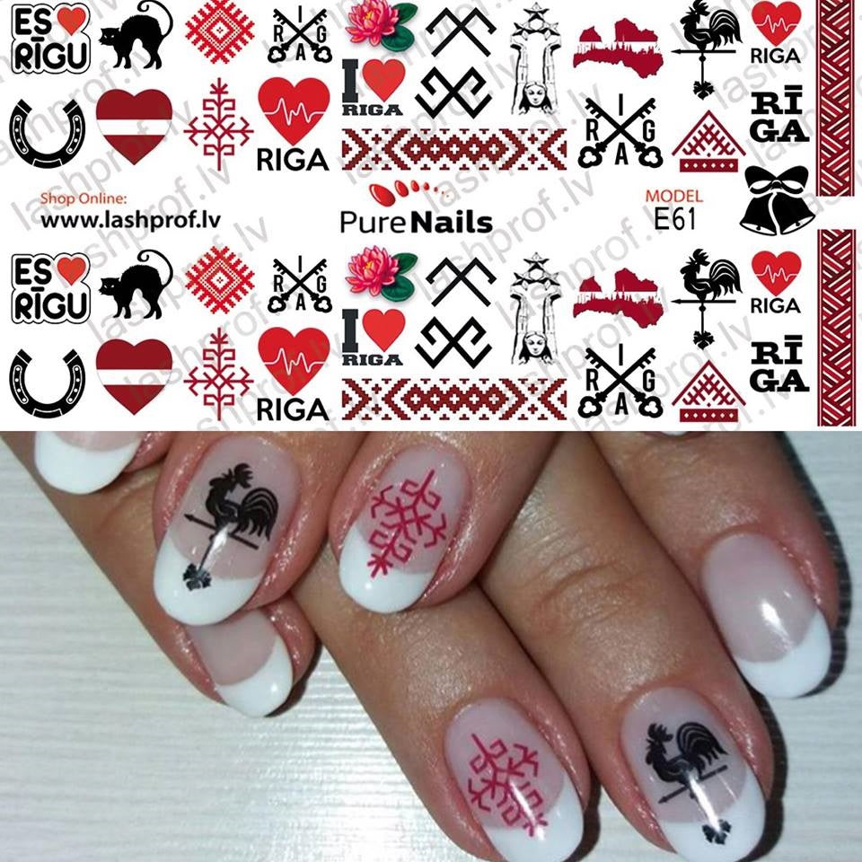 BIS Pure Nails water slider nail design sticker decal RIGA, E61