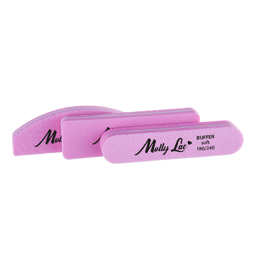 Molly Lac nail file buffer halfmoon PINK, 180/240