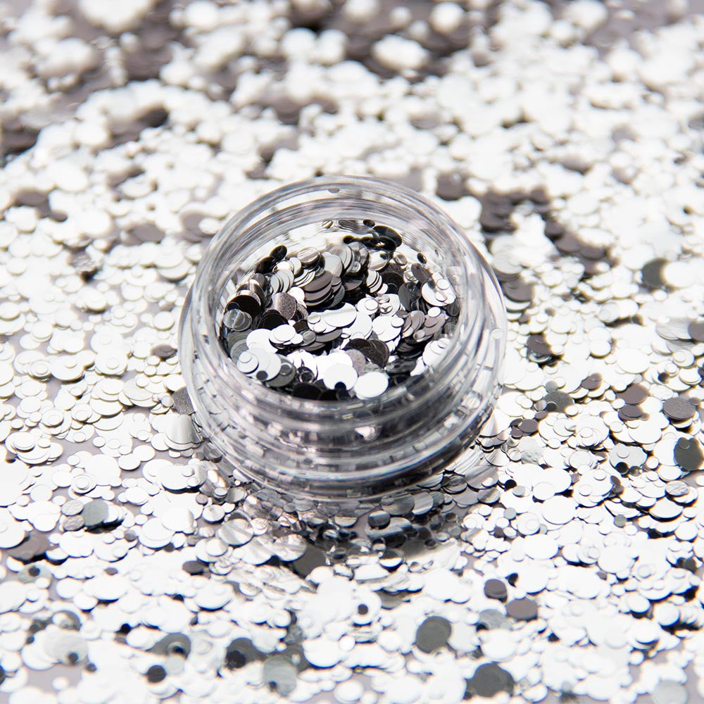 Nail design confetti round sequins, SILVER DROPS