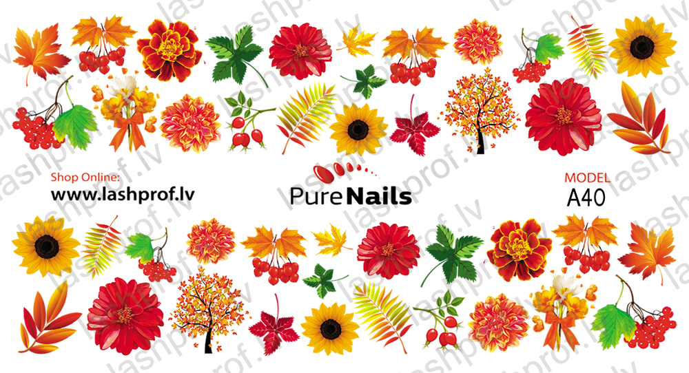 BIS Pure Nails Slider Nail Design Stickers Water Decals | AUTUMN A26, A40