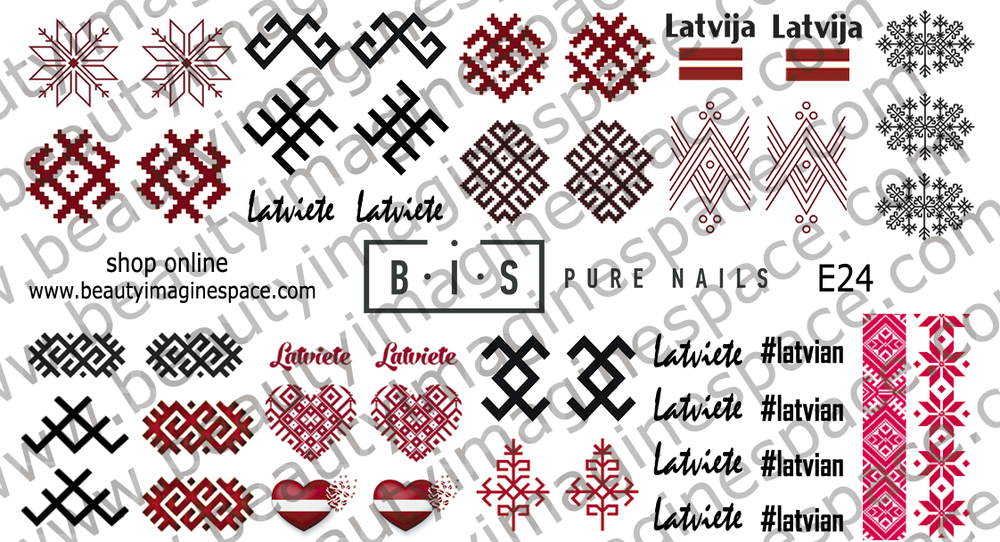 BIS Pure Nails  slider nail design sticker decal LATVIA, E24
