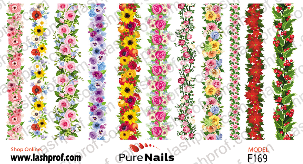 BIS Pure Nails Slider Nail Design Stickers Water Decals | FLOWER CHAIN F169