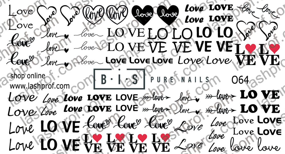 BIS Pure Nails Slider Nail Design Stickers Water Decals | LOVE EXPRESSIONS O64
