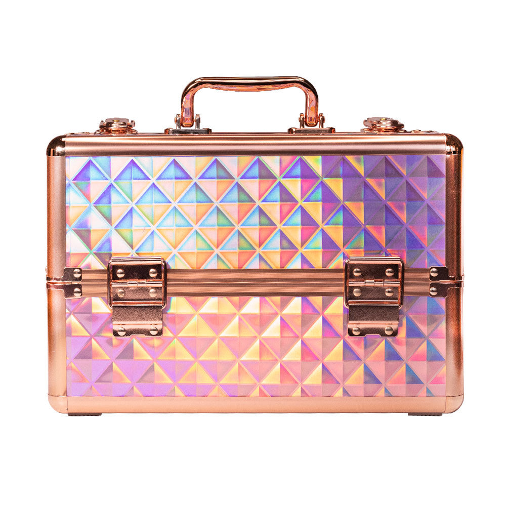 Beauty suitcase 3D design S size, HOLO GOLD ROSE