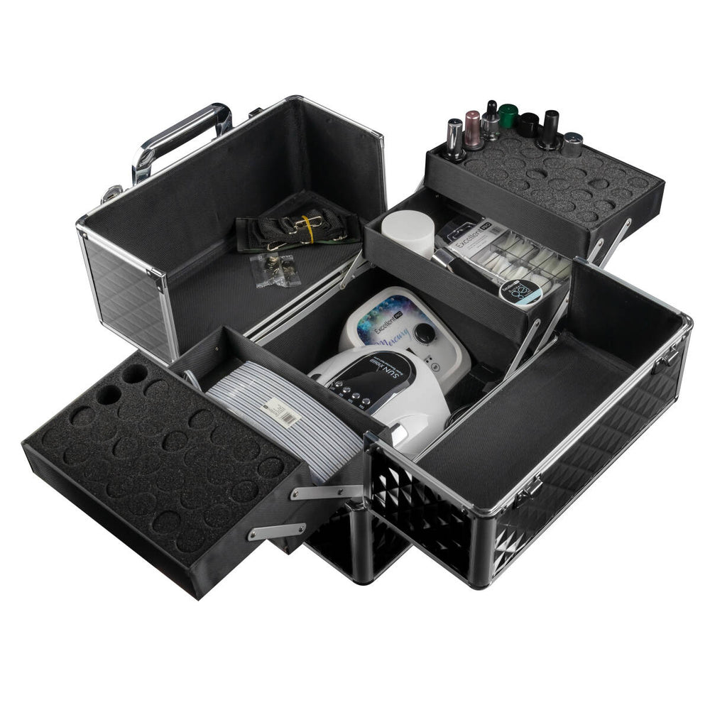 Cosmetic suitcase L2 with 3D design black, 32 x 27 x 25 cm