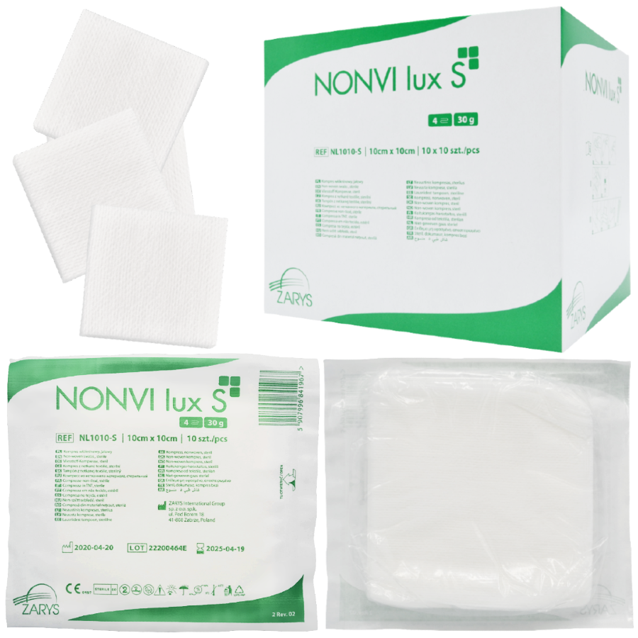 Nonvi Lux S nonwoven swab wipes, sterile 5 x 5 cm