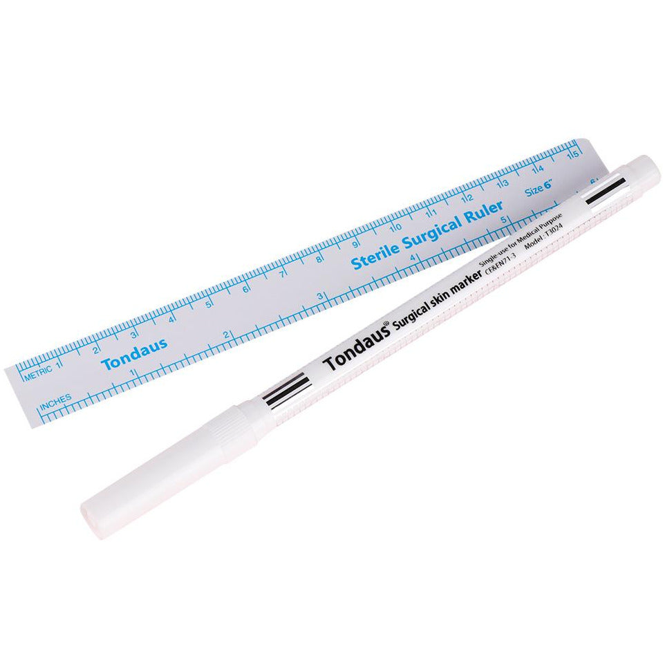 One sided Surgical Skin Marker + Ruler by TONDAUS, white
