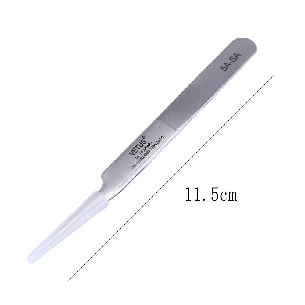 Genuine VETUS 5A-SA tweezers for eyelash extensions, SILVER