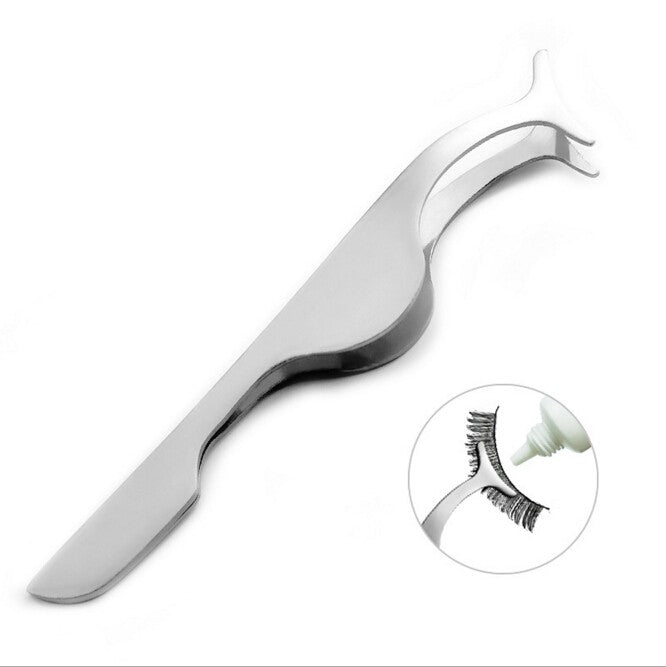 Metallic eyelashes tweezers for easy strip lashes application, silver, pink or black