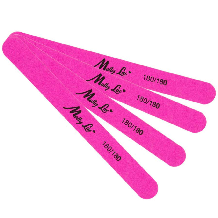 PRO nail file pink wooden slim STRAIGHT by MollyLac, 180/180