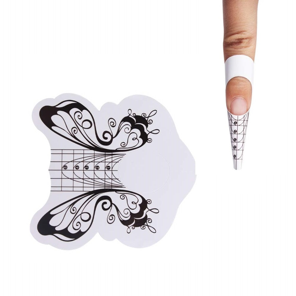 Nail extension form template stickers BUTTERFLY, 10 pcs