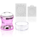 Silicone nail art stamper + 2 scrapers for Konad stamping, PURPLE