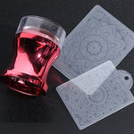 Silicone nail art stamper + 2 scrapers for Konad stamping, RED