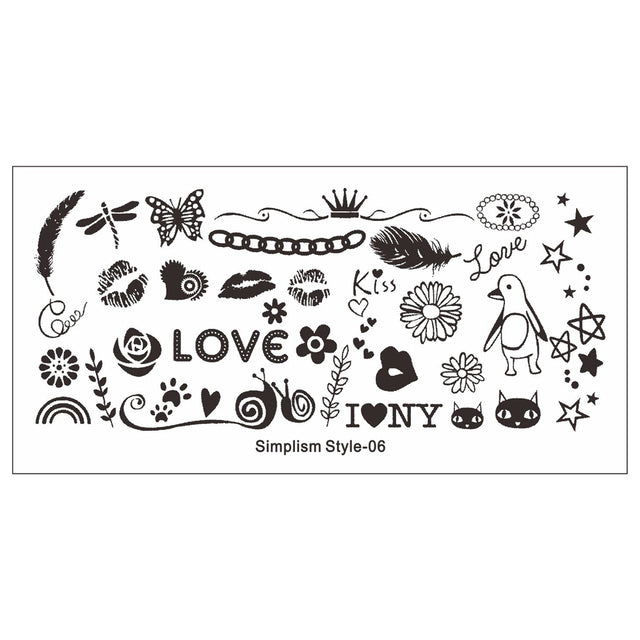 Template for Konad nail stamping art 06, 60 x 120 mm