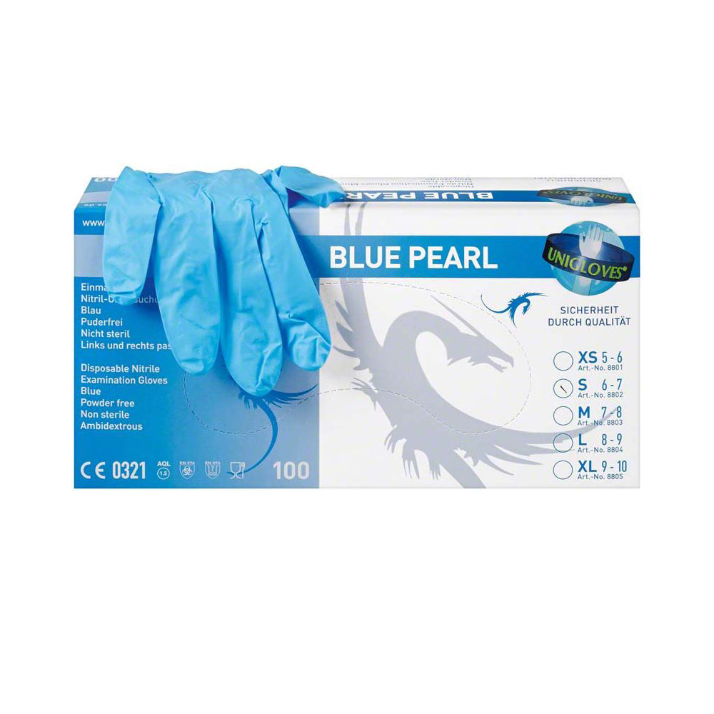 Unigloves nitrile gloves 100 pieces XS, Blue Pearl
