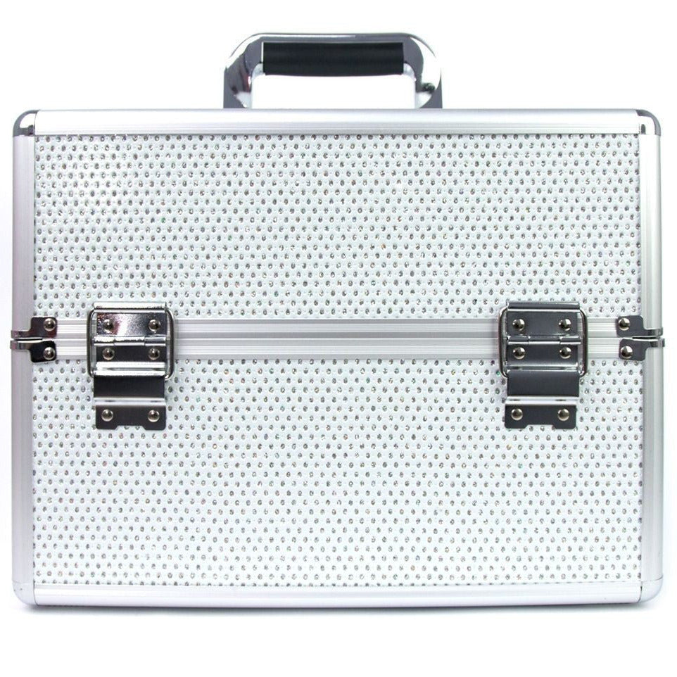 Beauty suitcase M1 size, sparkly SILVER