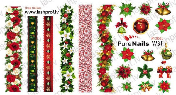 BIS Pure Nails Slider Nail Design Stickers Water Decals | CHRISTMAS W31