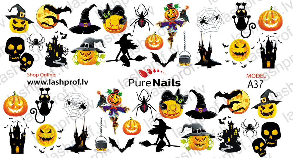 BIS Pure Nails Slider Nail Design Stickers Water Decals | HALLOWEEN A37