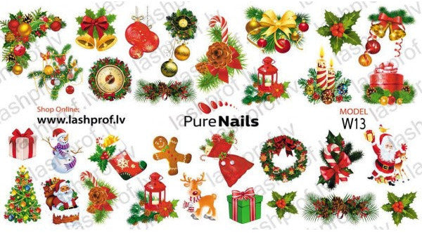 BIS Pure Nails Slider Nail Design Stickers Water Decals | CHRISTMAS W13