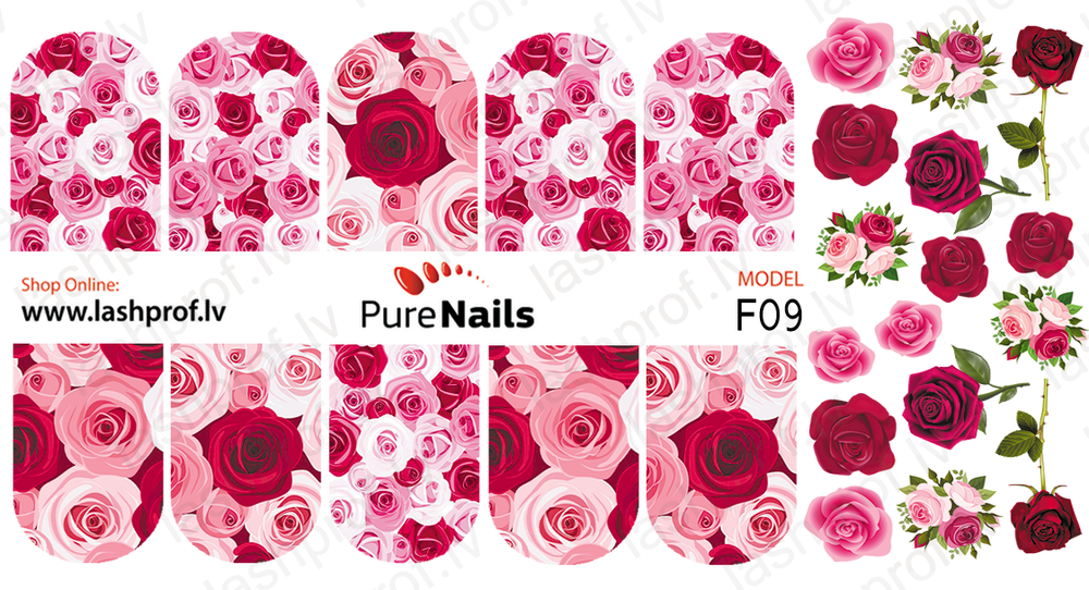 BIS Pure Nails slider nail design sticker decal FLOWERS, E12, F09, F13, F16, F17, F43 and F55