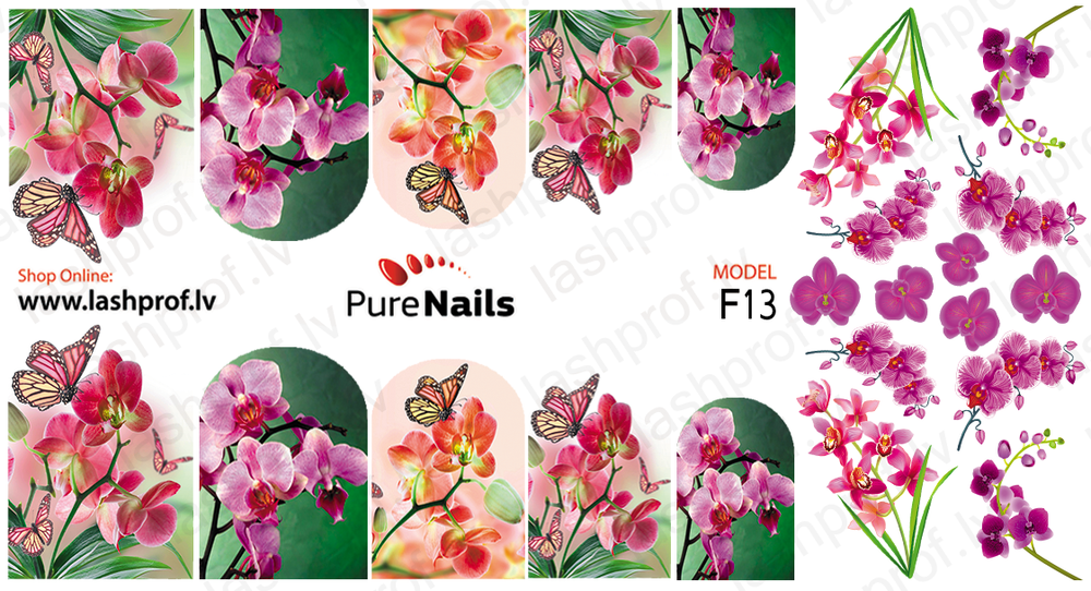 BIS Pure Nails  slider nail design sticker decal ORCHID, F13