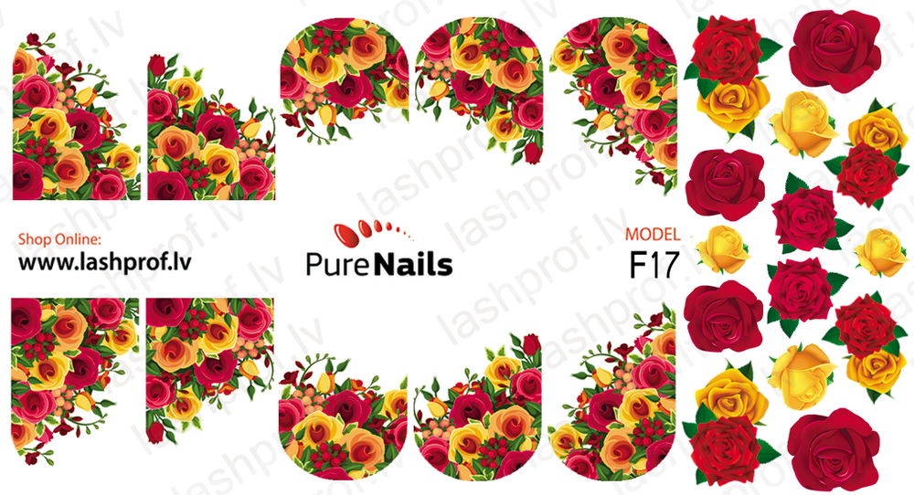 BIS Pure Nails  slider nail design sticker decal ROSES, models F09, F16, F17 and F55