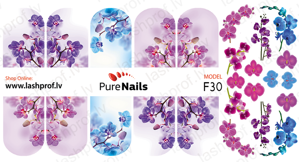 BIS Pure Nails  slider nail design sticker decal ORCHID, F30