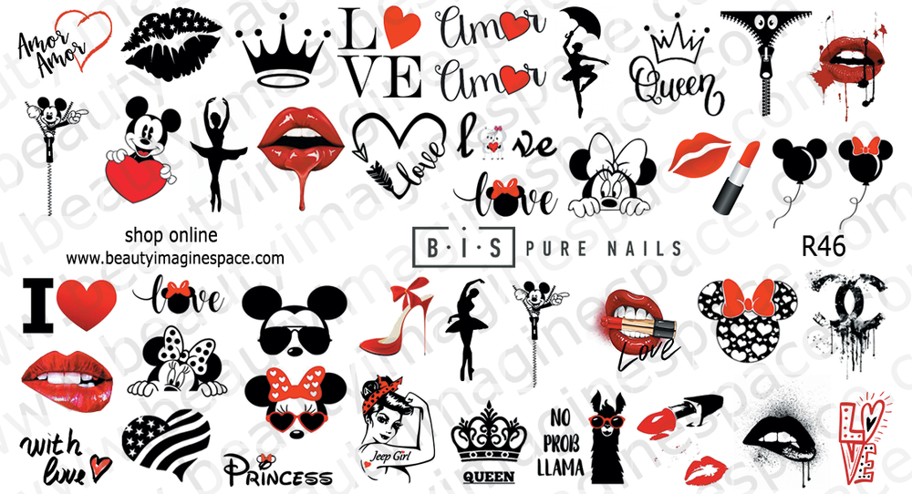 BIS Pure Nails water slider nail design sticker decal EXPRESSIONS, R46