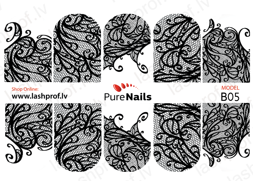 BIS Pure Nails  slider nail design sticker decal BLACK LACE, B05