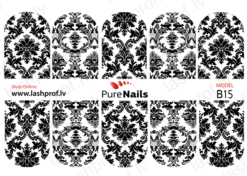 BIS Pure Nails  slider nail design sticker decal BLACK LACE, B15