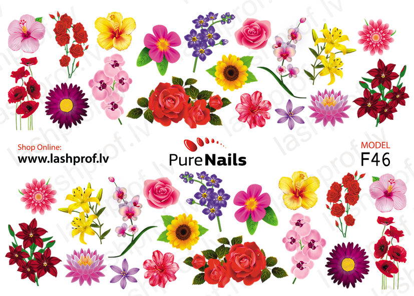 BIS Pure Nails  slider nail design sticker decal FLOWERS, F46