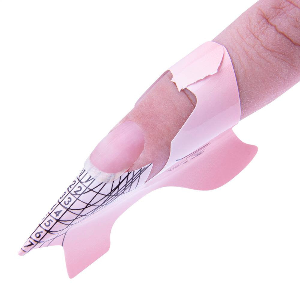 Molly Lac nail extension form template stickers FLEXIBLE pink, 10 pcs