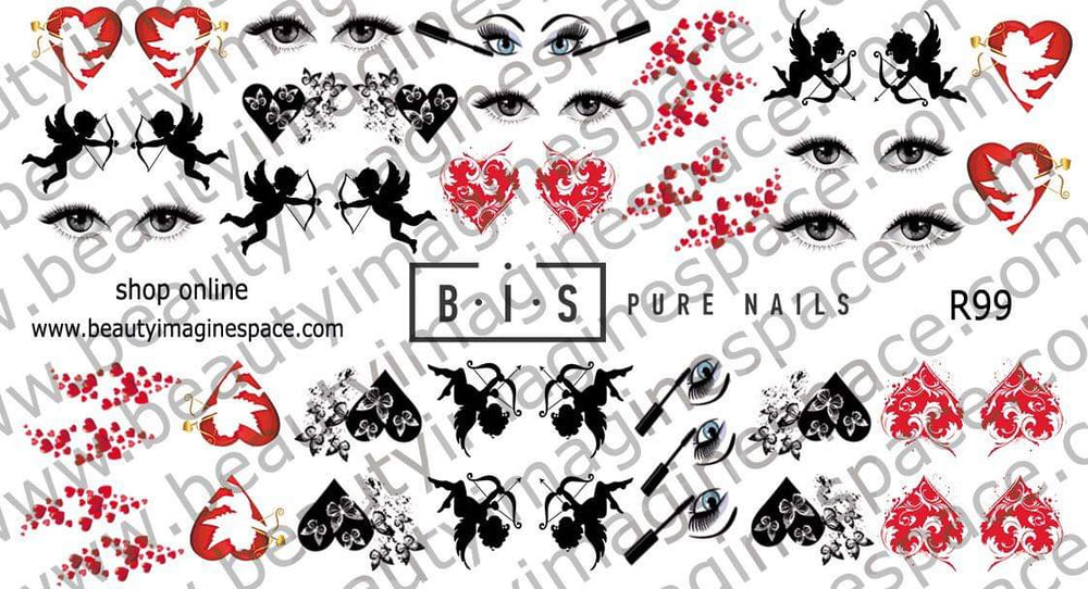 BIS Pure Nails Slider Nail Design Stickers Water Decals | BE MY VALENTINE R99