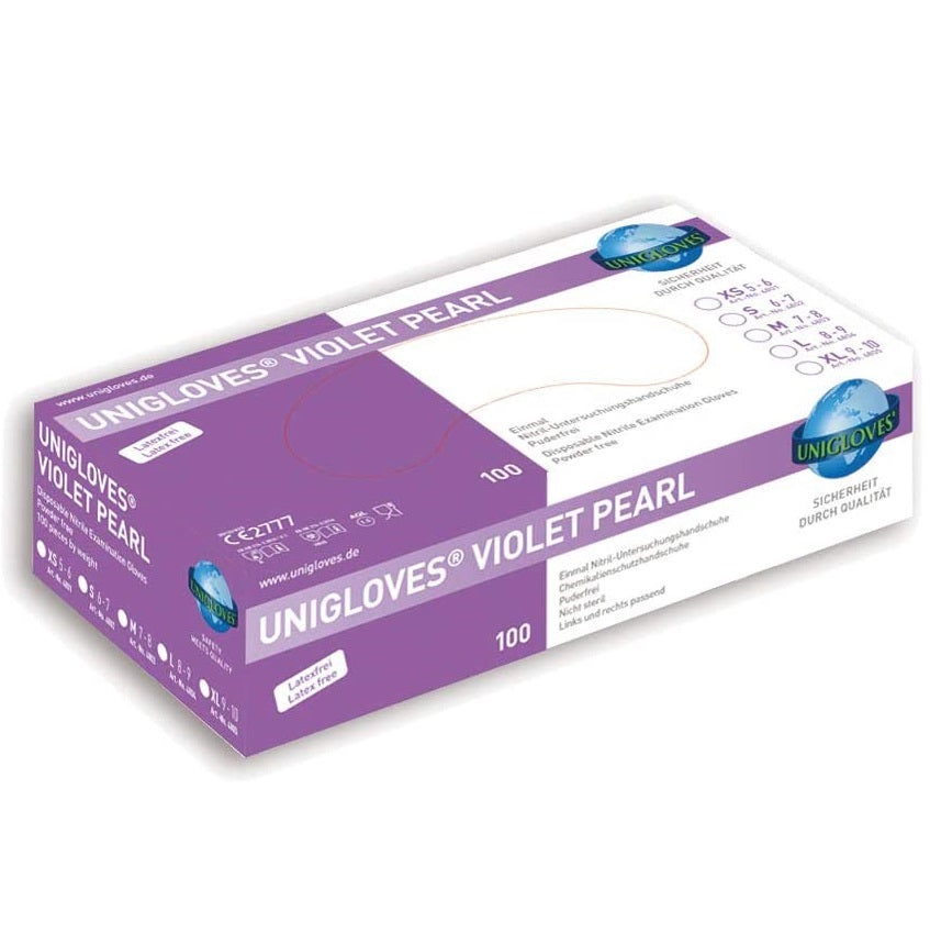 Unigloves nitrile gloves 2 pieces/1 pair XS, S or M, VIOLET Pearl