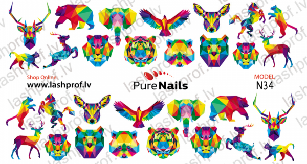 BIS Pure Nails Slider Nail Design Stickers Water Decals | ANIMALS N34